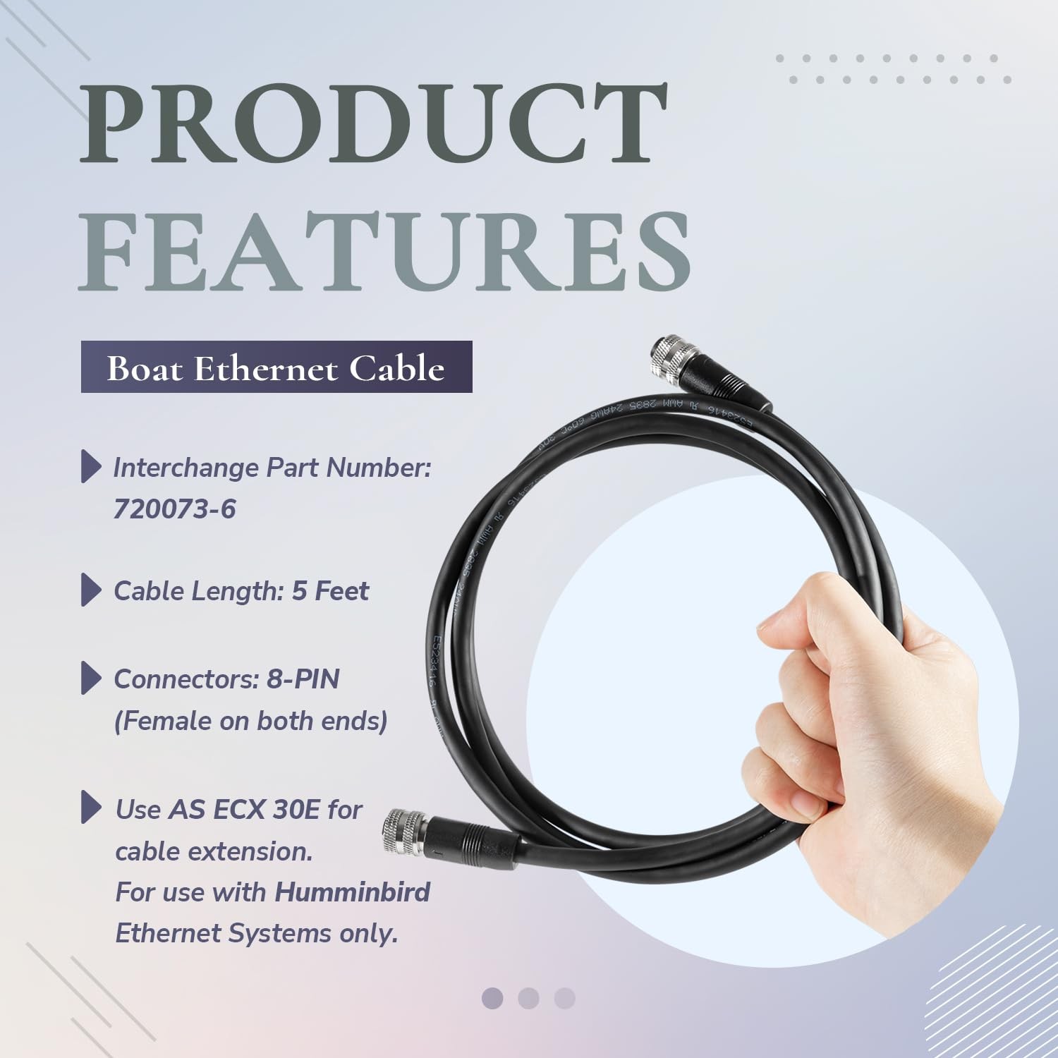 usvehj 720073-6 Ethernet Cable AS EC 5E, 5-Foot Ethernet Cord, for Humminbird…