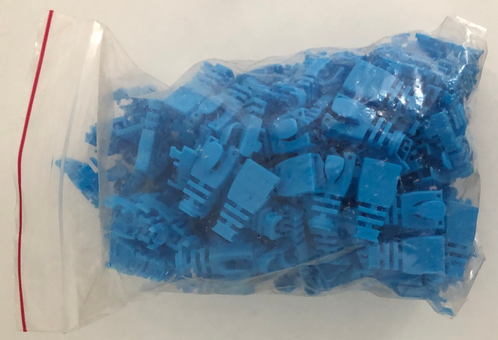 patch cord strain relieve clips, for RJ45 CAT5, CAT5e or CAT6 plugs