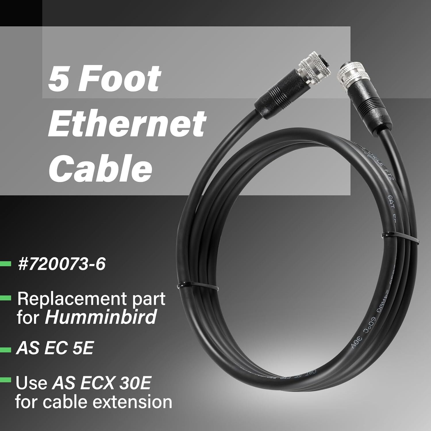 720073-6 5 Foot Ethernet Cable AS EC 5E for Humminbird Helix APEX SOLIX Onix