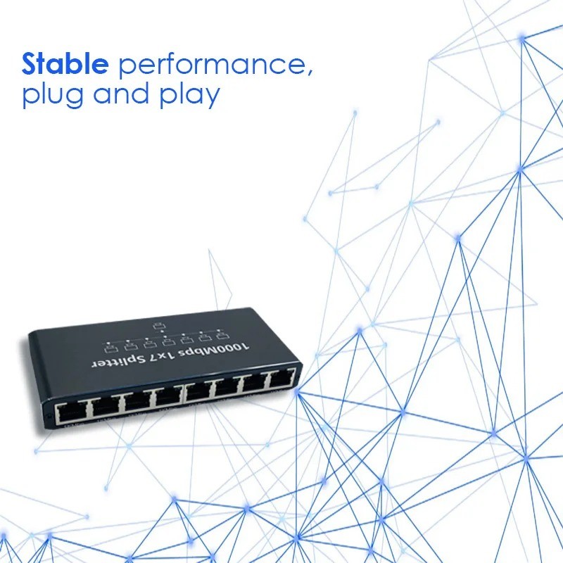 RJ45 Gigabit Ethernet Splitter 1000Mbps LAN Network Internet 1 to 7 Out Adapter