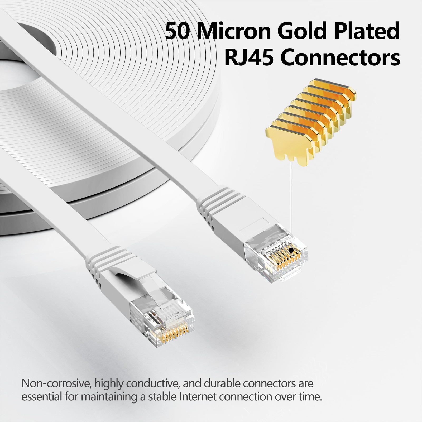 Cat 6 Ethernet Cable 60 ft, 10Gbps Support Cat8 Cat7 Network, Flat RJ45 LAN P…