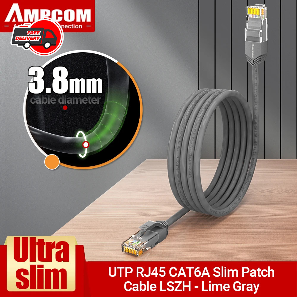 Cat6A Ultra Thin Ethernet Cable 3.8mm 10Gbps Network Patch Cord RJ45 UTP