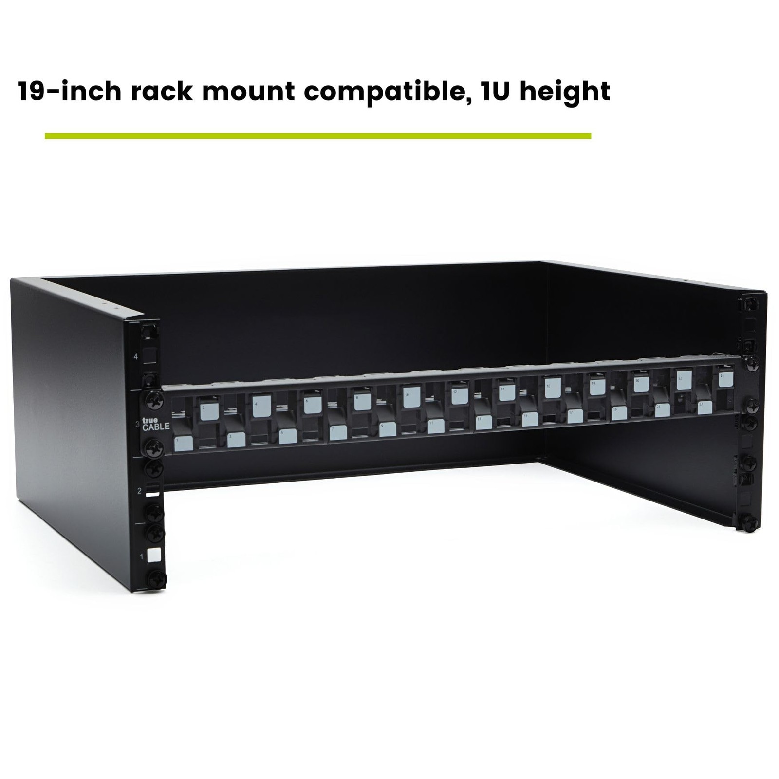 trueCABLE 3-D Staggered 24 Port 19” Toolless Modular Patch Panel, Unshielded,…