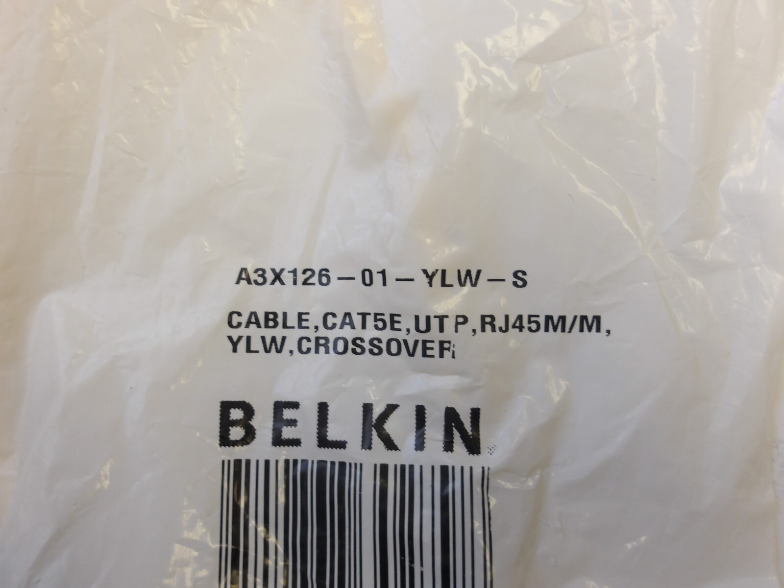 BELKIN P/N: A3X126-01-YLW-S CABLE CAT5E UTP RJ45M/M YLW CROSSOVER LOT OF 10