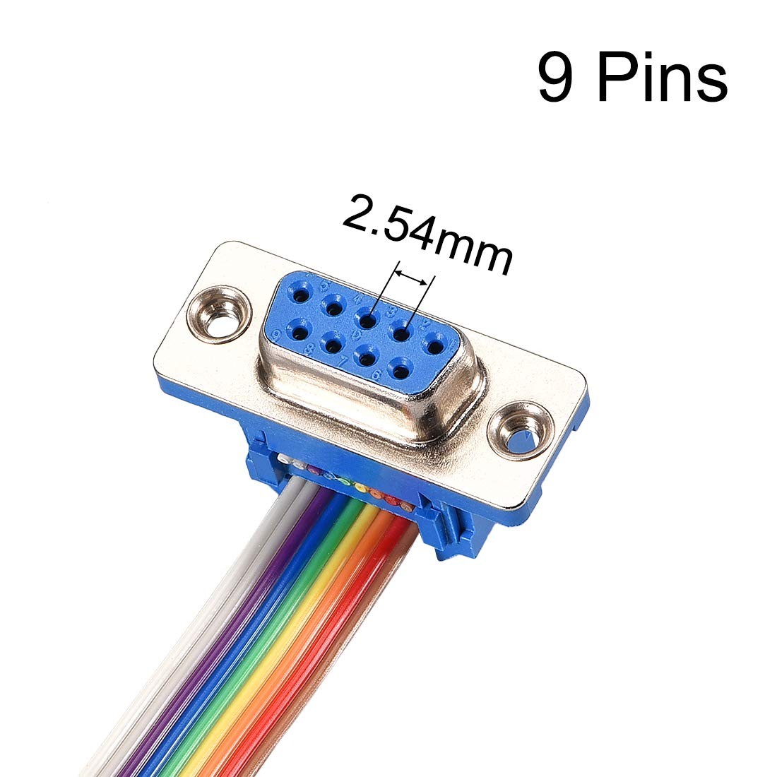 uxcell IDC Rainbow Wire Flat Ribbon Cable DB9 Female to 9P 34Pin 1.0mm Pitch