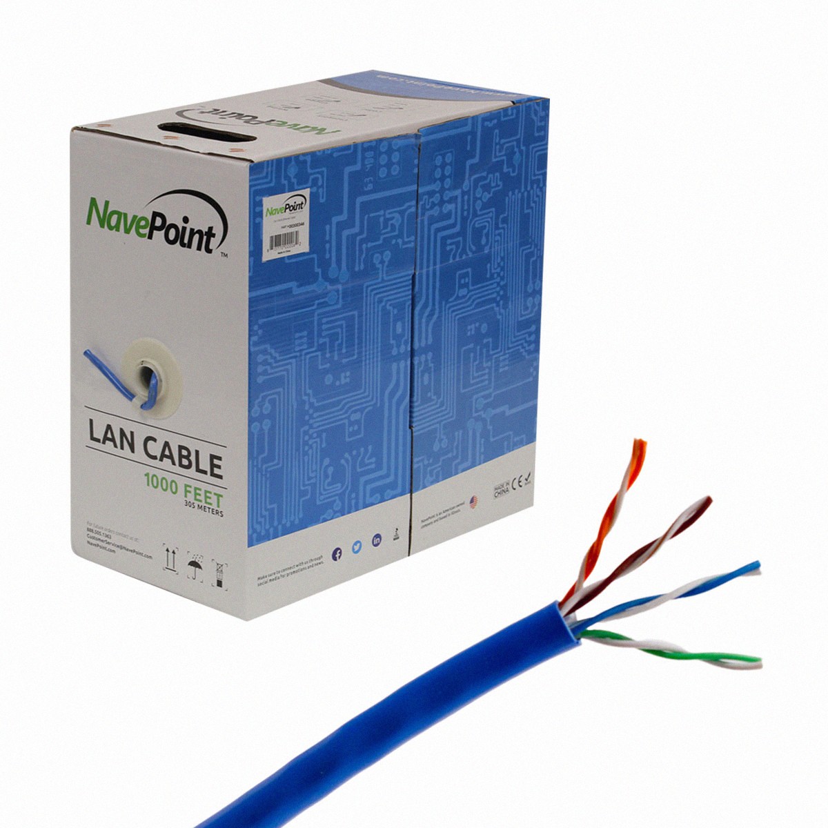 CAT5e 1000FT Blue 1-pack