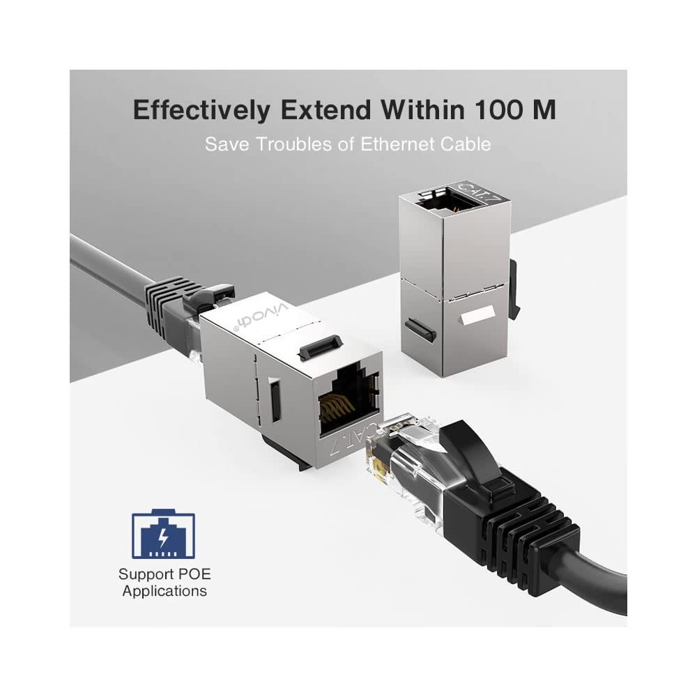 10 PCS Cat7 Keystone Coupler Shielded RJ45 Inline Coupler 10Gbps Adapter