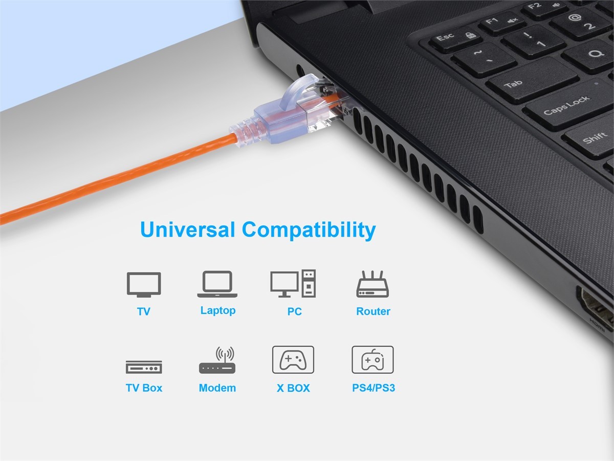 Monoprice Cat6A Ethernet Patch Cable – 3 feet Orange | Snagless RJ45 550Mhz UTP