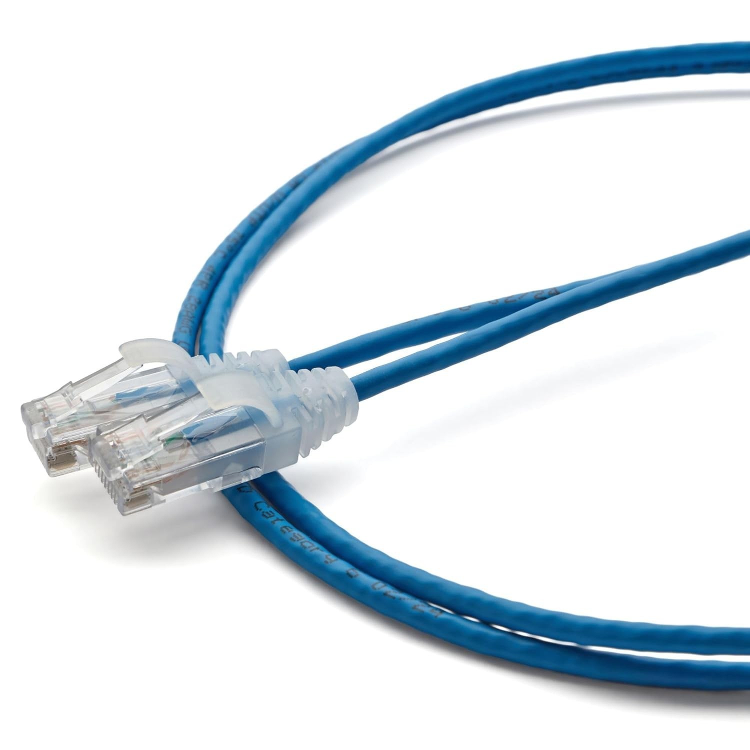 Cat.6A Ethernet Patch Blue & Withe Cable Slim 28AWG Copper RJ-45 LAN Network