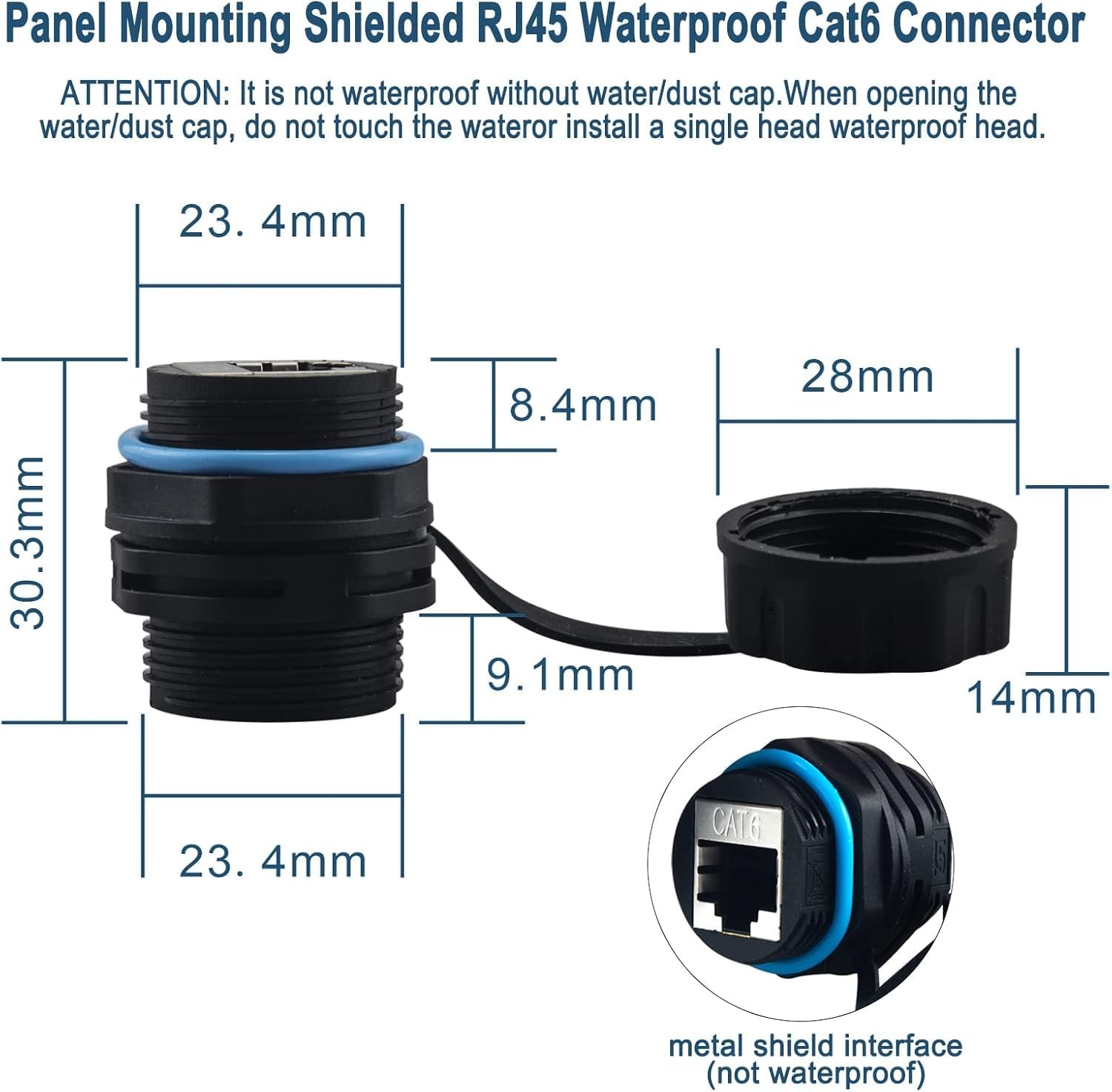 20 Pack Waterproof Cat6 RJ45 Panel Mount Coupler Ethernet LAN Connector Hub