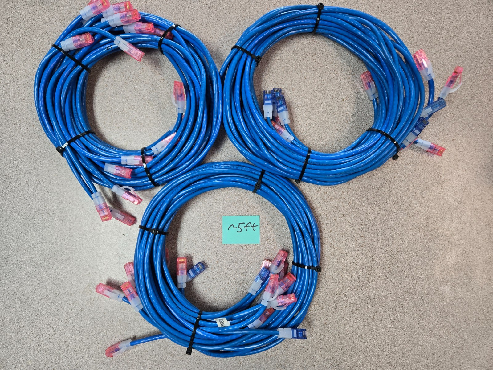 10x 5 Foot Long Ethernet Blue CAT 5 Patch Cable