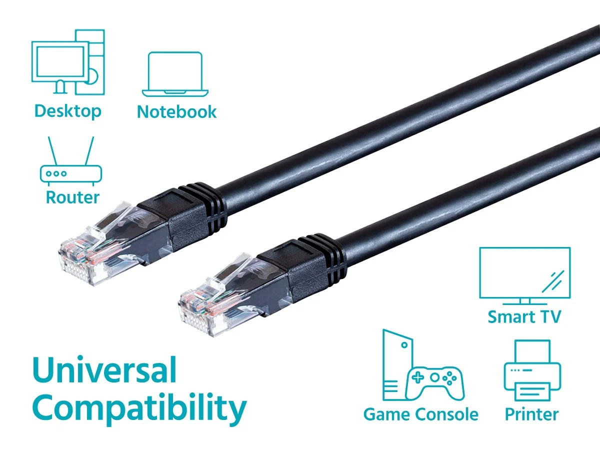 Cat6 Ethernet Patch Cable – 10 Feet – Black | Snagless RJ45, 550MHz, UTP, 24AWG