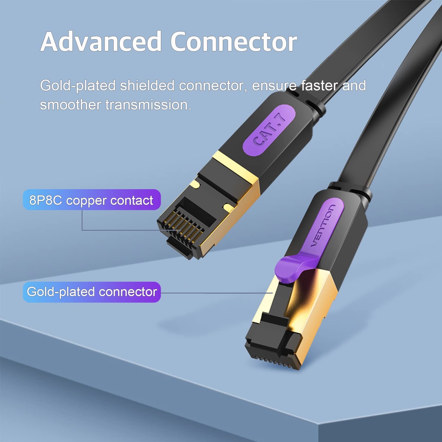 Cat7 Ethernet Extension Cable Shielded RJ45 Male To Female Network 10 Ft