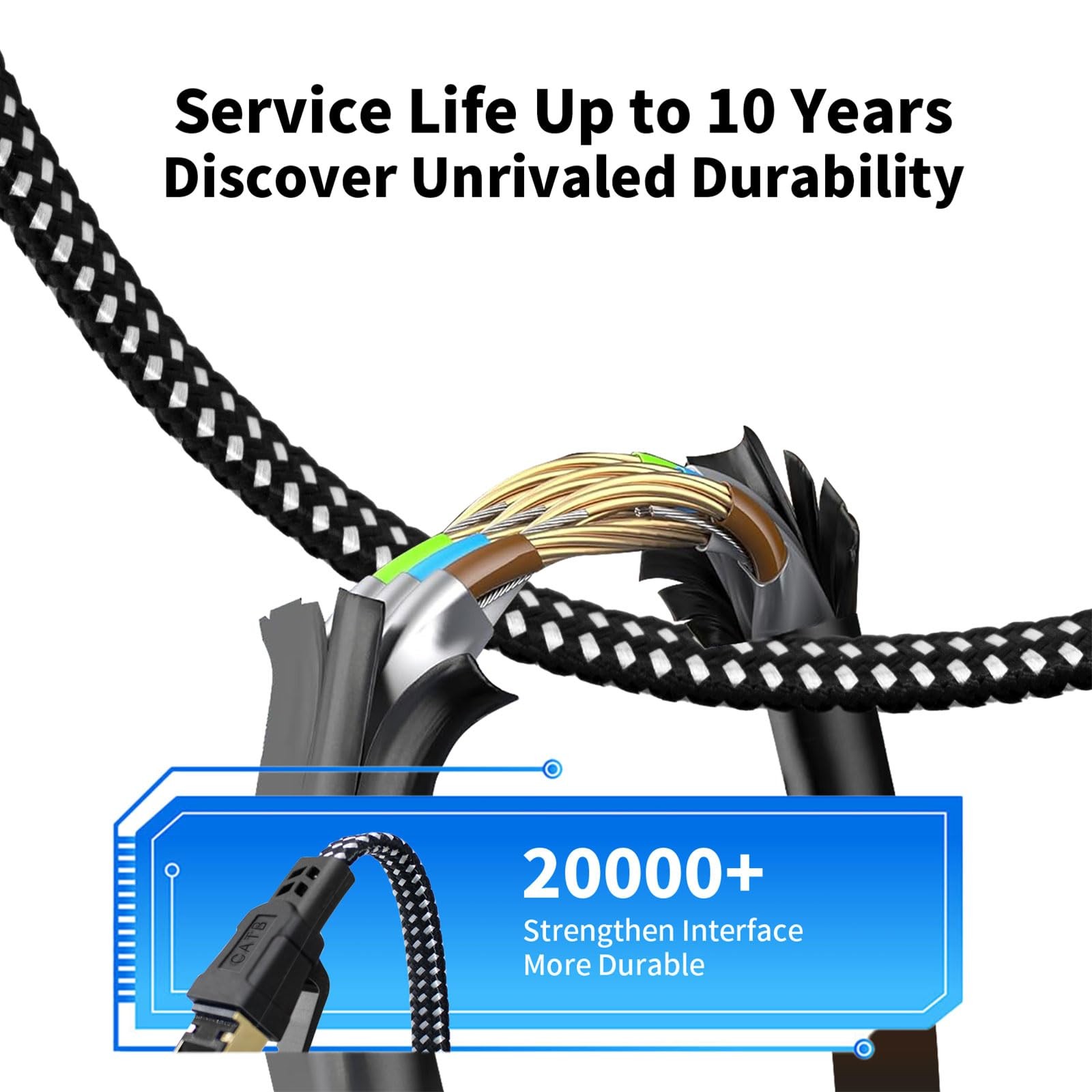 Cat 8 Ethernet Cables 3FT, 6FT 10FT 15FT 20FT 25FT 30FT 40FT 50FT 3ft, Black