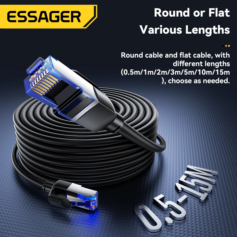 Essager CAT8 Ethernet Cable 40Gbps 2000MHz RJ45 LAN Cord PS5 Router Gaming