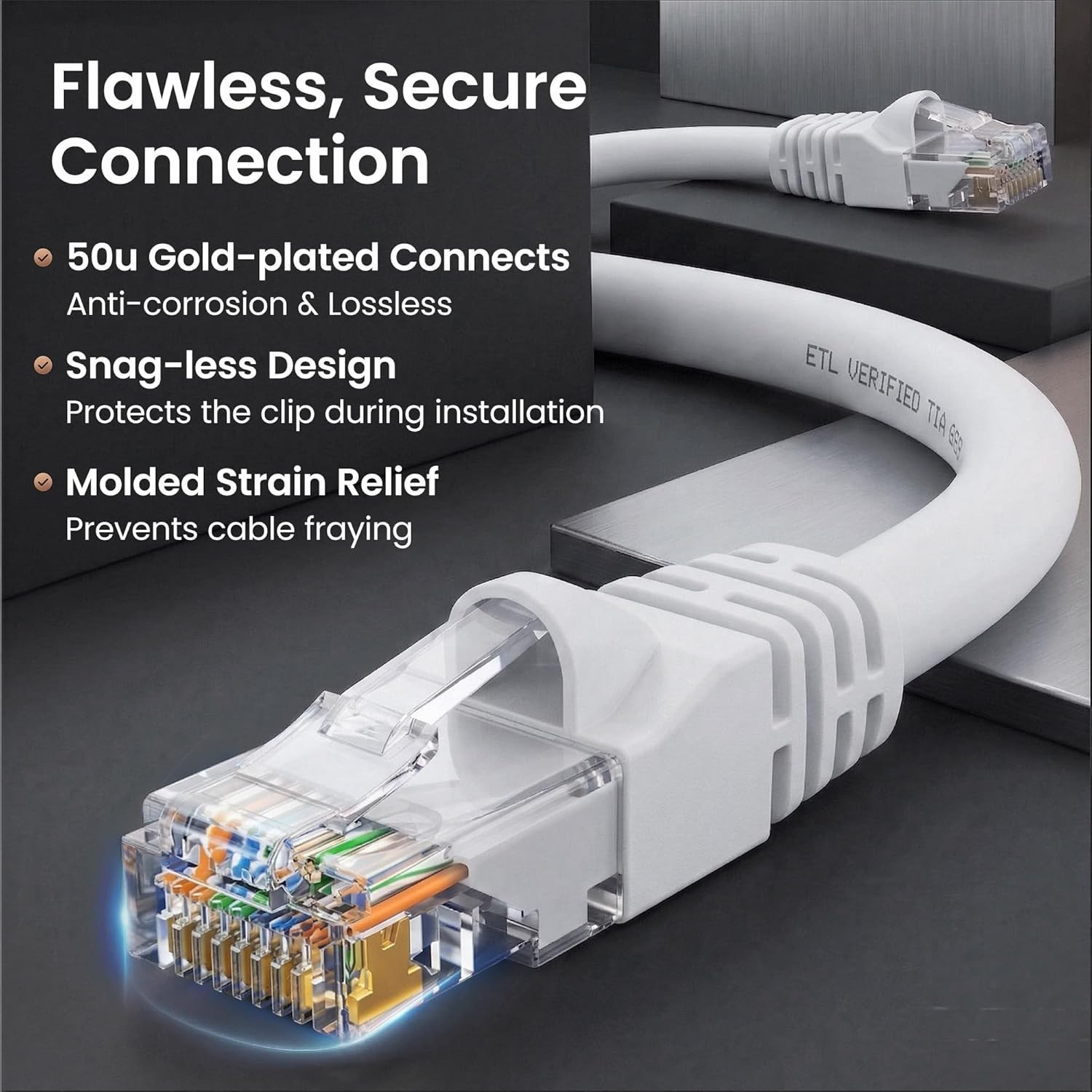 Cat 6 Ethernet Cable (20-Pack 3 Feet) Cat6 Network Patch, 10Gbps, RJ45, Snagless