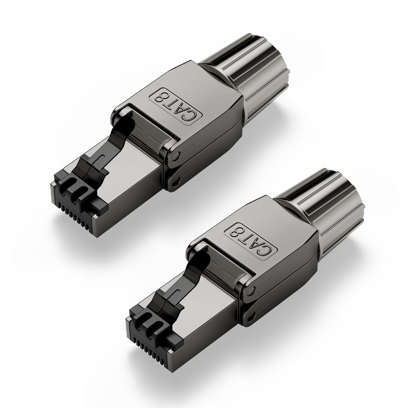 2 PCS RJ45 Connectors Tool Free Cat 8 Shielded Modular Plugs 40 Gbps Plug