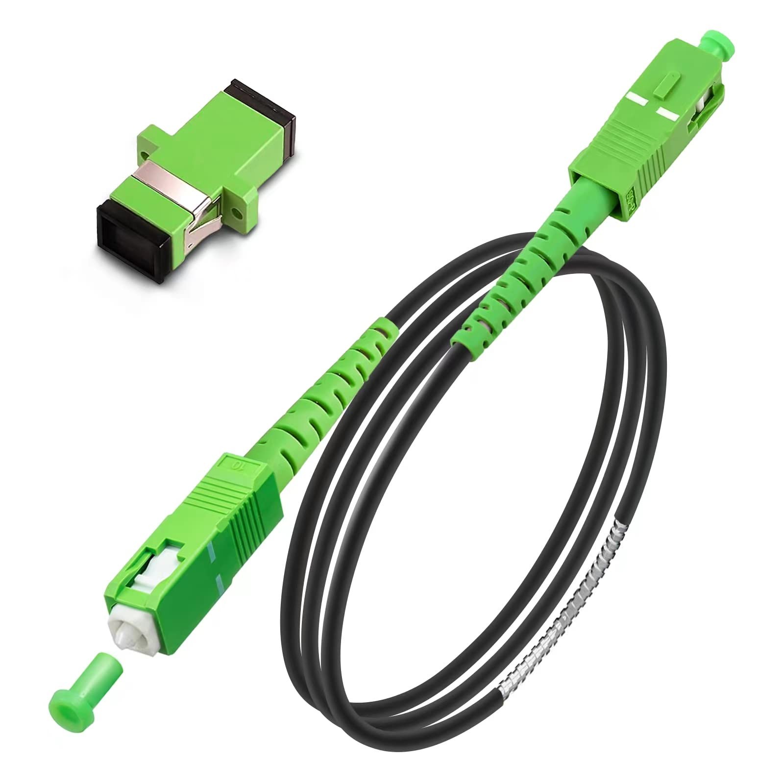 SC/APC To SC/APC Fiber Optic Internet Cable Armored Patch OS1/OS2 Black 1m