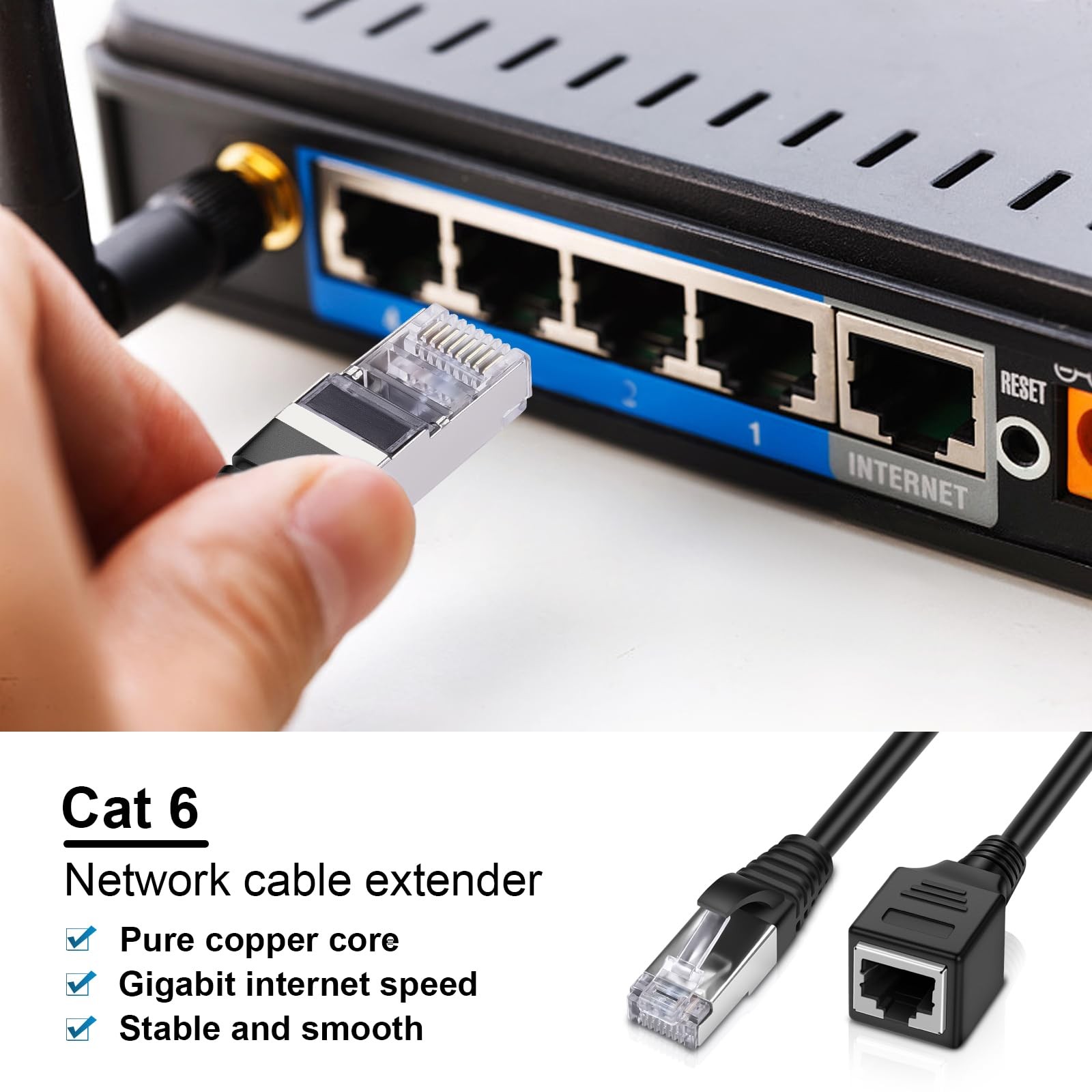 Ethernet Extension Cable 2pack Ethernet Lan Male To Female Network Cable Rj45 Ca