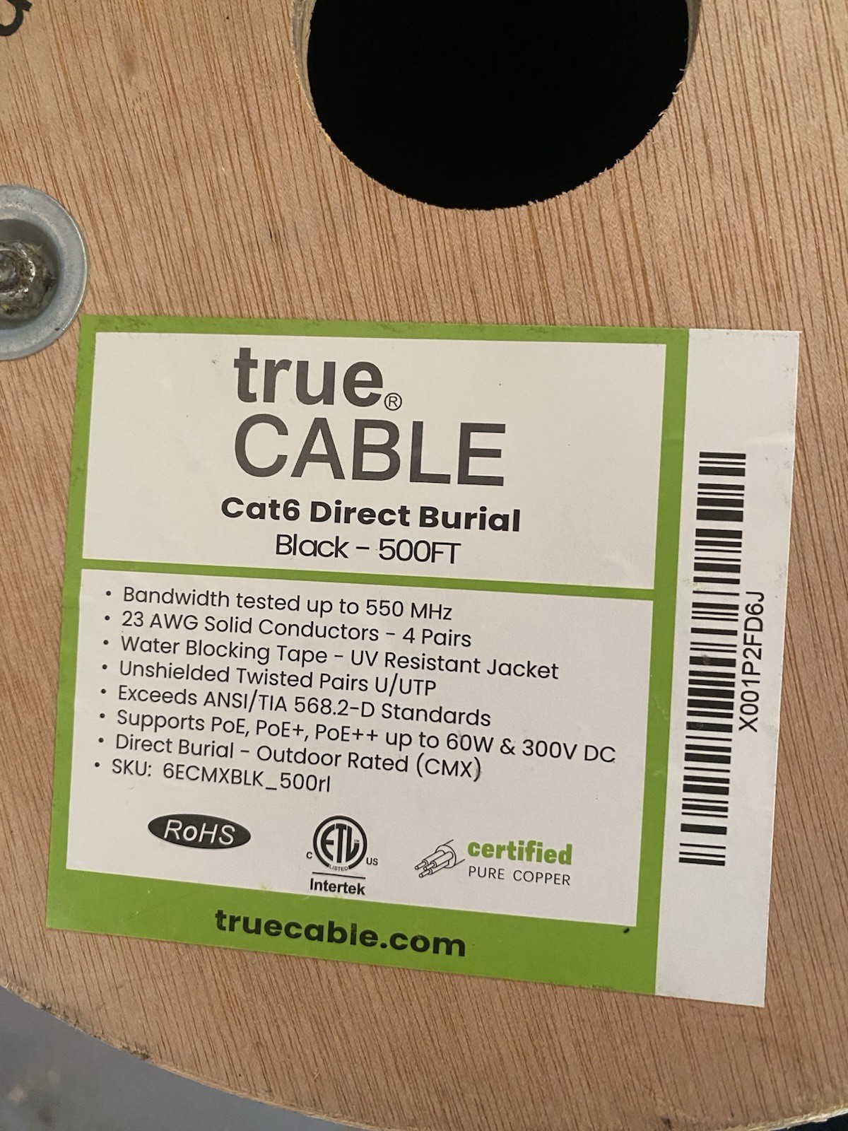 True Cable Cat6 Direct Burial Outdoor Ethernet Cable Pure Copper. Roughly 400ft.