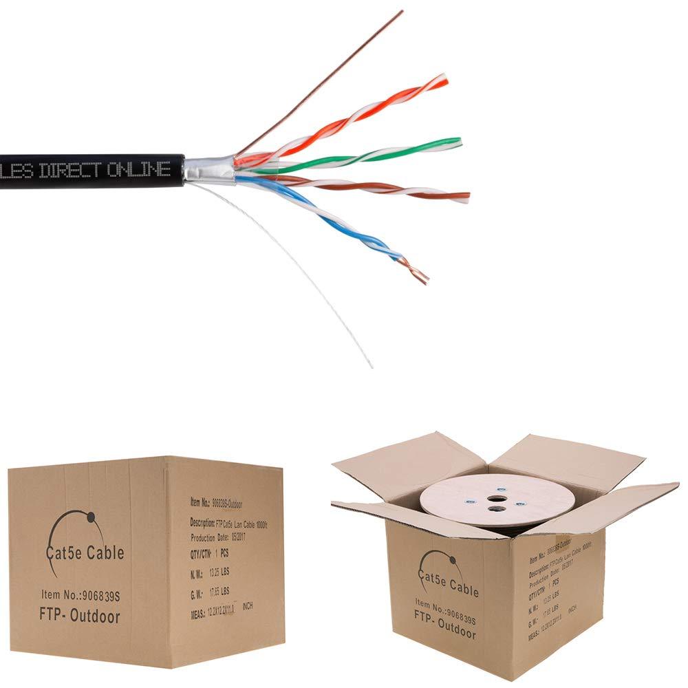 1000ft CAT5e FTP Shielded Outdoor UV Bulk Cable Wire Ethernet Cat5 Network LAN