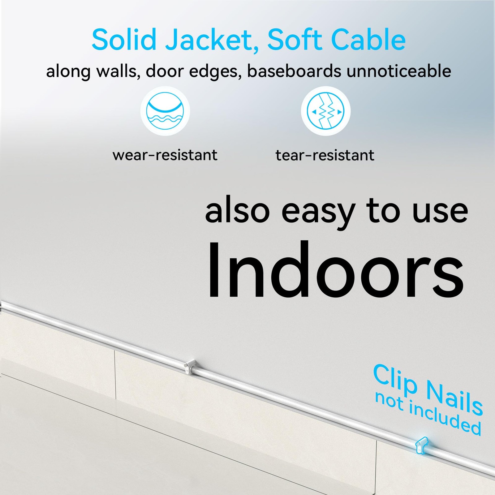 Cat6a Slim Ethernet Cable 50ft Outdoor Indoor 28AWG Pure Copper 10G 550MHz