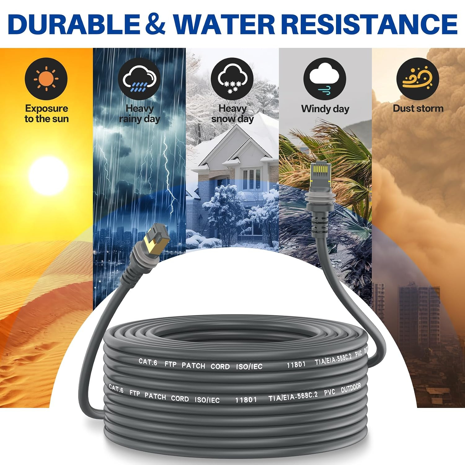 Starlink Gen 3 Cable 250 Ft, Waterproof Replacement Cable for Starlink Rectangul