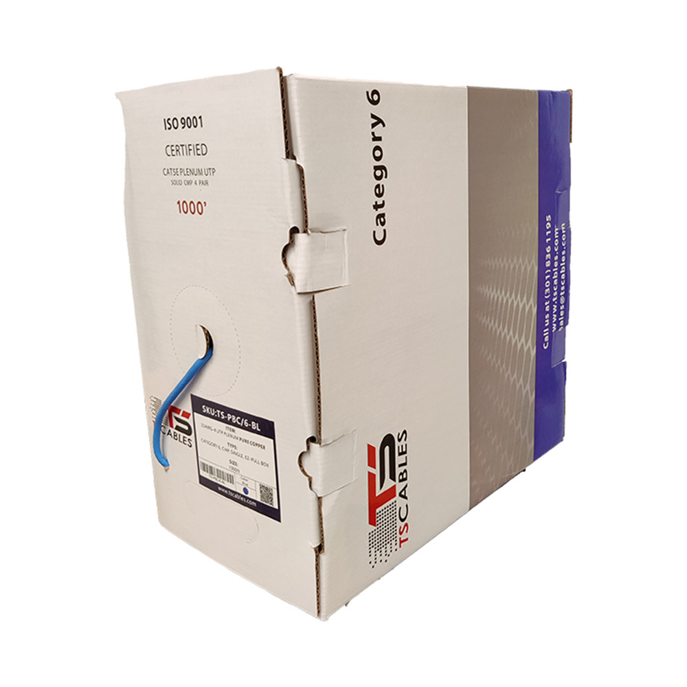 Cat6 Cable 1000ft Solid Bare Copper 550 Mhz 23 AWG Ethernet Plenum Blue Not CCA