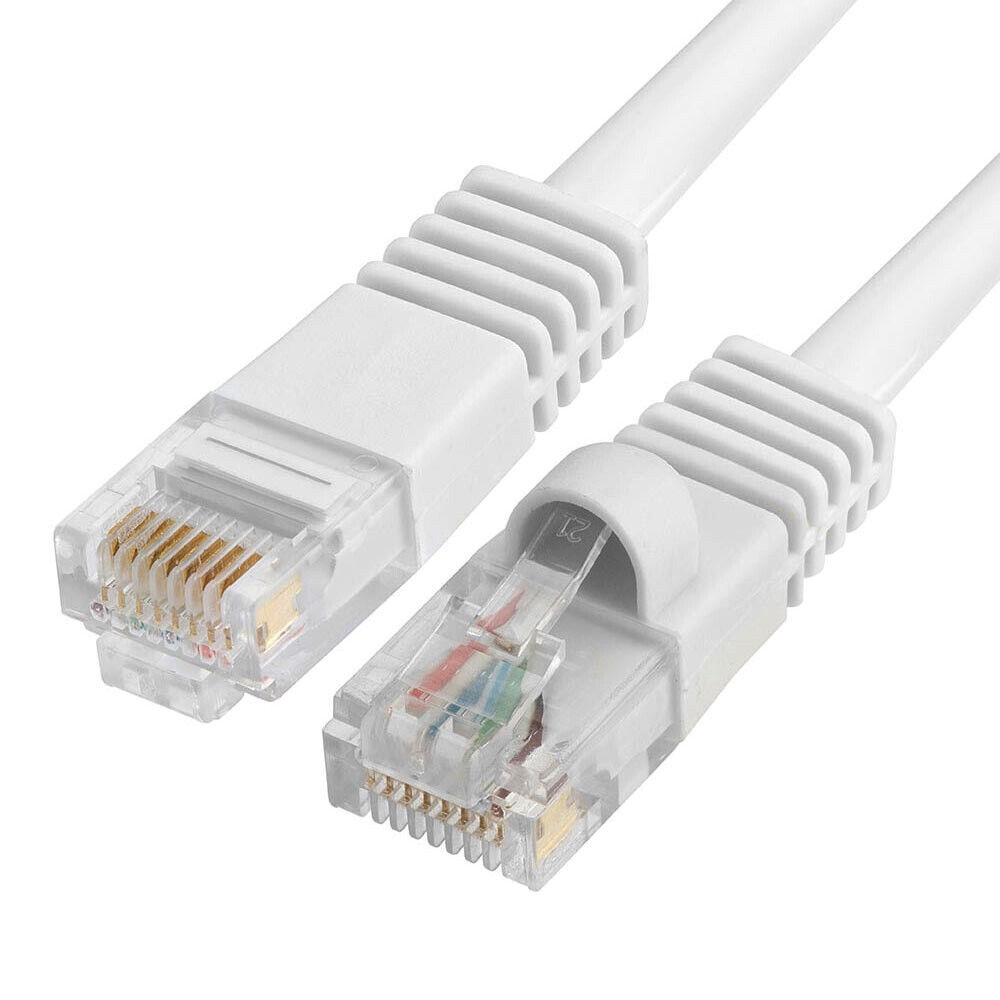 White Cat5e Patch Cord RJ45 Connector CAT5e Cable LAN Ethernet Internet Wire Lot