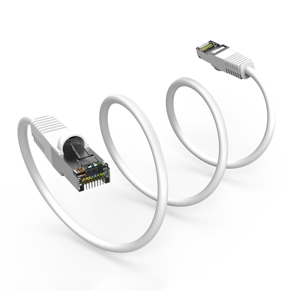 2FT Cat7 RJ45 Network LAN Ethernet SSTP Patch Cable Shielded Copper 600MHz White