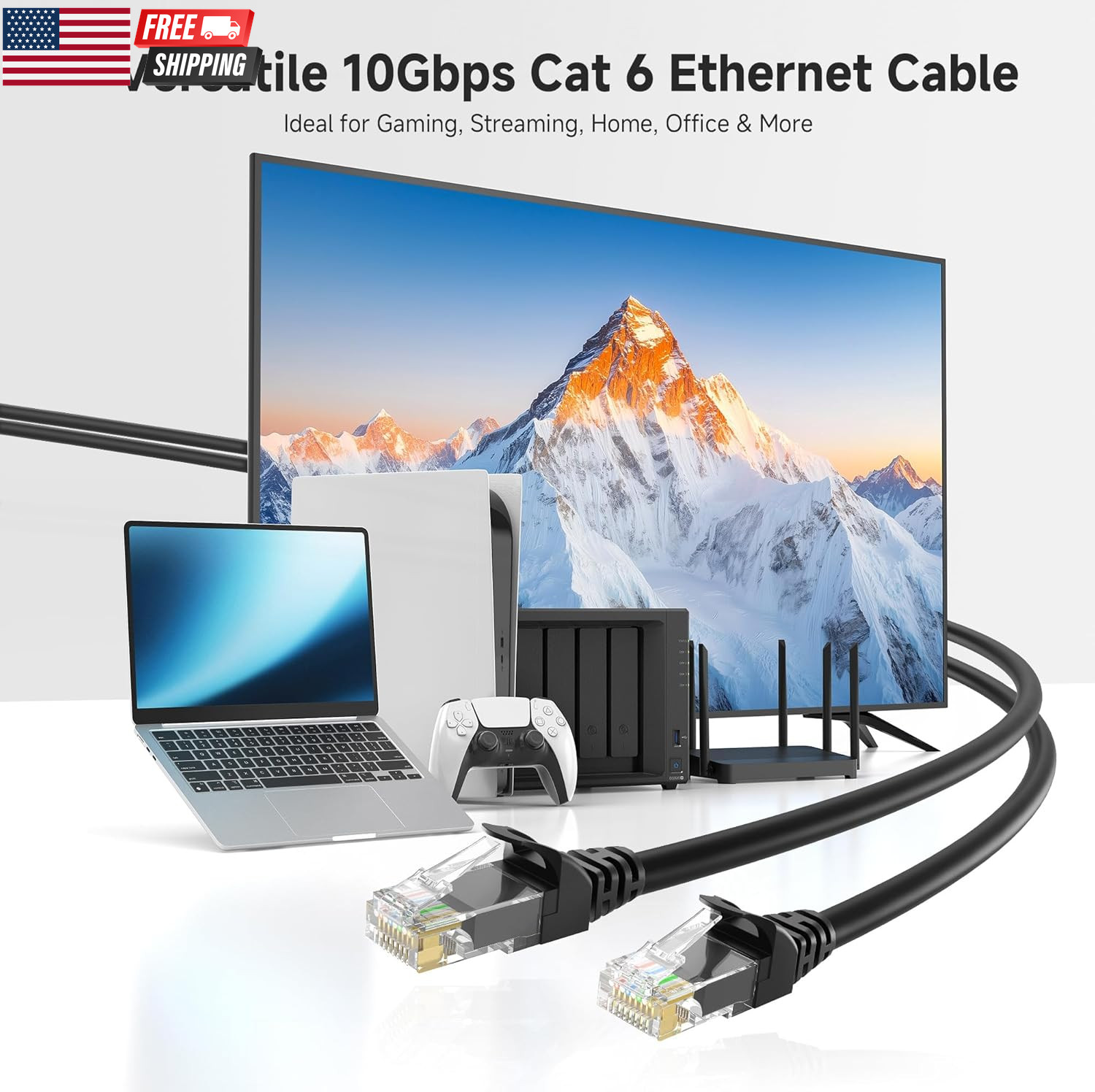 10Gbps Snagless Cat 6 Ethernet Cable – 25Ft, Cat 6 Cable, Cat6 Cord, Ethernet Co