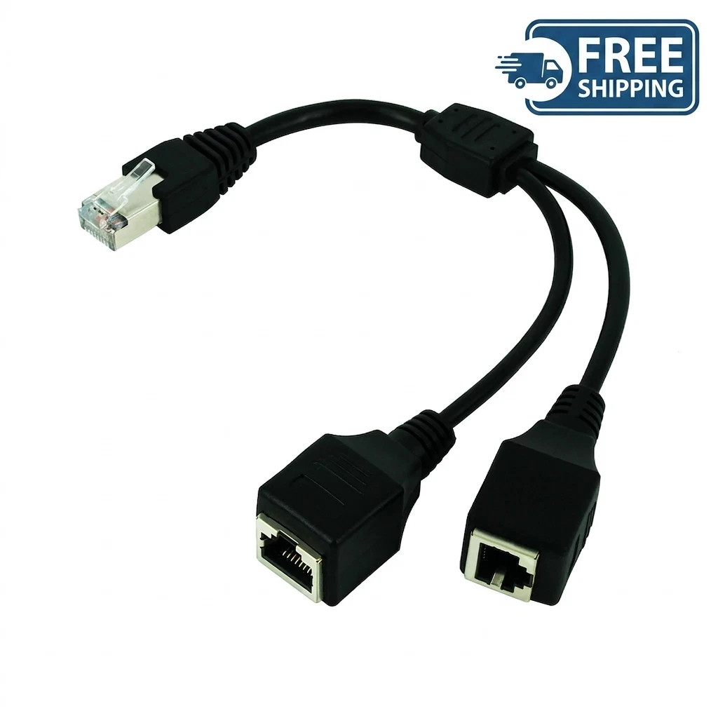 RJ45 Ethernet Splitter Cable 1 to 2 Way LAN Network Adapter Cat6 Cat5e Connector
