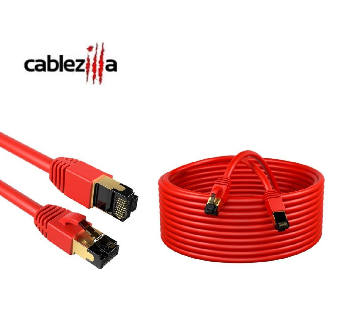 Cat8 SFTP High Speed Ethernet Patch Cord 2GHz LAN Wire 0.5FT- 75FT Red Multi LOT