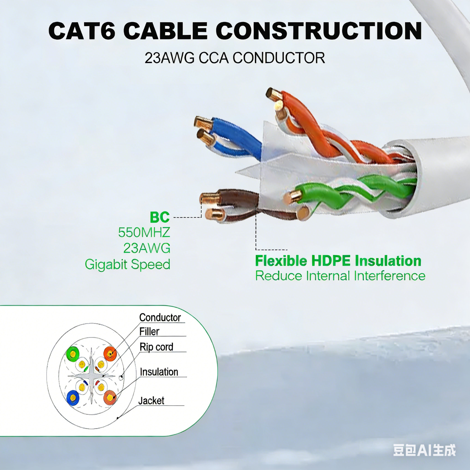 1000ft Cat6 Ethernet Cable 23AWG Solid Coppe UTP 550MHZ Network Bulk Wire Lan
