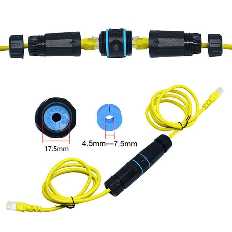 IP68 Waterproof RJ45 Ethernet Outdoor LAN Cable Connector – Cat6
