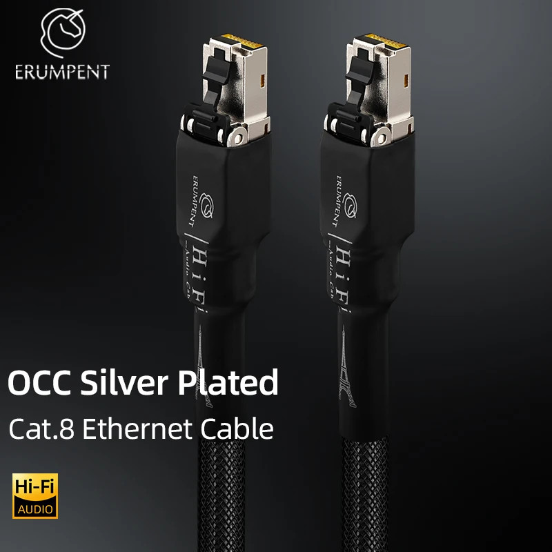 Cat 8 Ethernet Cable 40Gbps 2000MHz Silver Plated Shielded RJ45 LAN Network