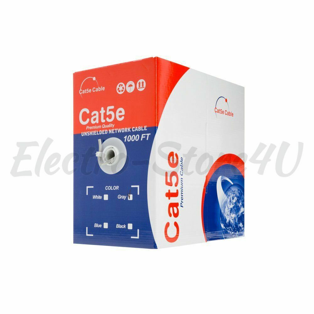 SHIELDED CAT5e 1000ft FTP Bulk Ethernet Cable Solid Network Wire RJ45 LAN 24 AWG