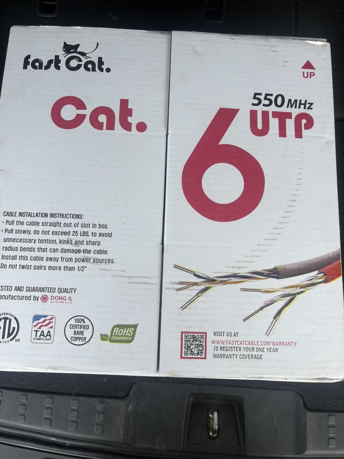 fast Cat Cat6 Copper Ethernet Cable 1000ft 23 AWG CMR 550MHZ / 10GB UTP LAN
