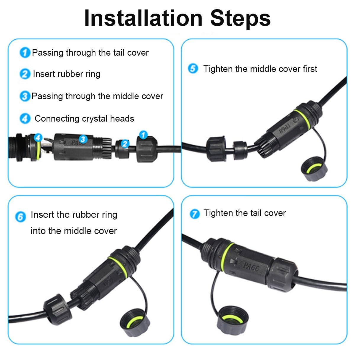5PCS RJ45 Male to Female Waterproof Coupler, Shielded Cat5/5e/6 Ethernet LAN Cab