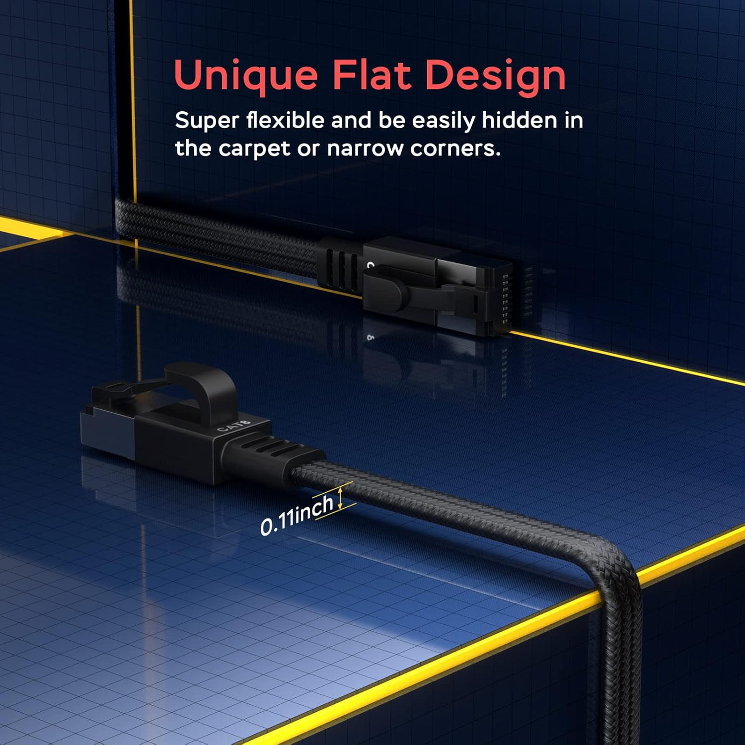 50ft Cat 8 Ethernet Cable 40Gbps 2000Mhz – High Speed LAN Cord for PS6 PS5 Xbox