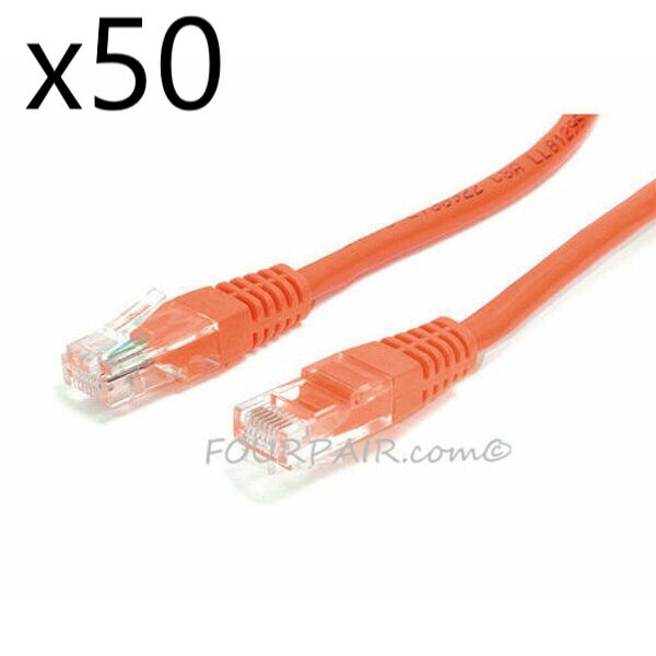 50 Pack Lot 5ft CAT5e Ethernet Network LAN Router Patch Cable Cord Wire Orange