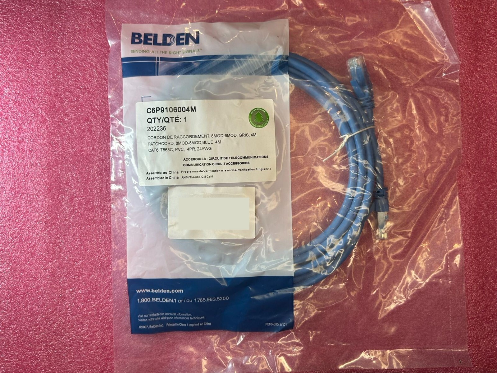 Lot 15unit BELDEN C6P9106004M 24AWG Cat6 UTP Patch Cord 4M 13FT Ethernet Cable