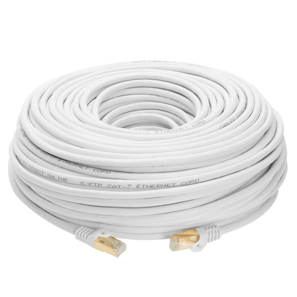 Cat7 SFTP Patch Cord Ethernet Cable High Speed White 30FT-200FT Multi-Pack LOT