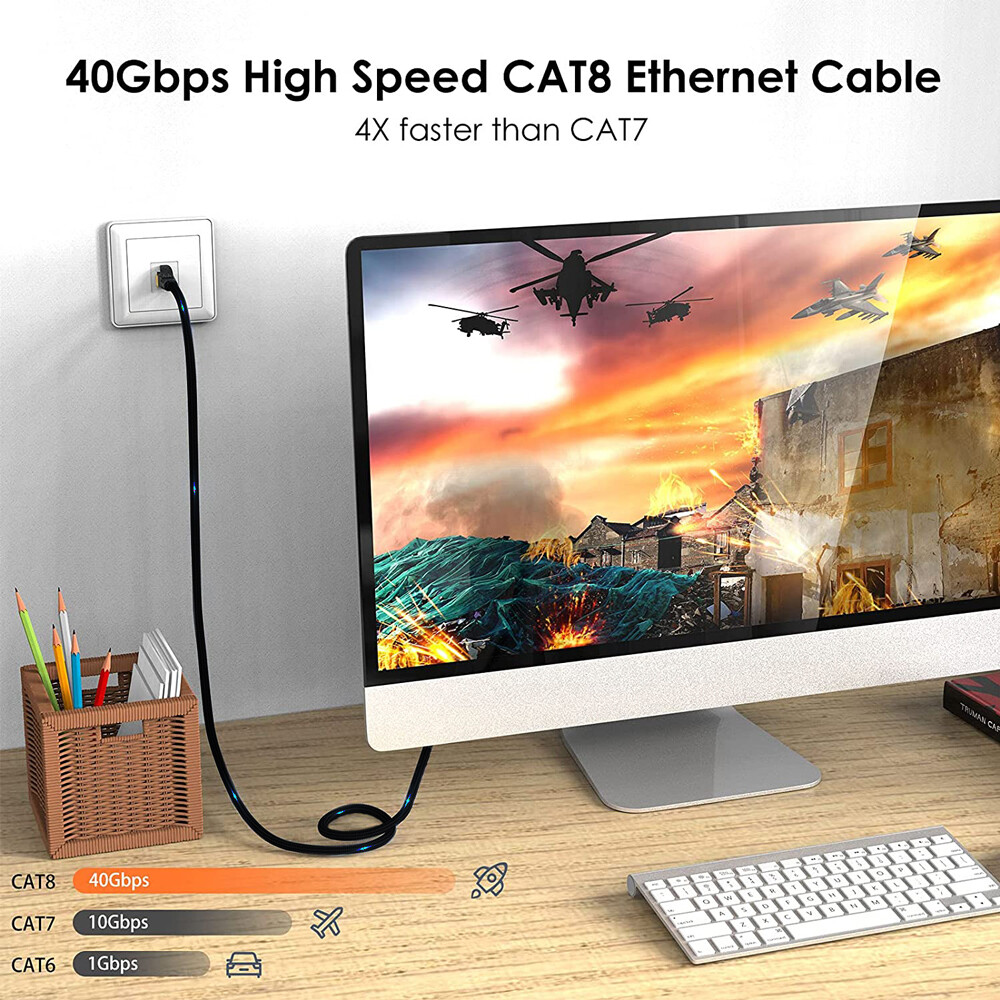 PREMIUM Ethernet Cable CAT8 7 Ultra High Speed 40Gbps LAN Patch Cord 3-100ft Lot