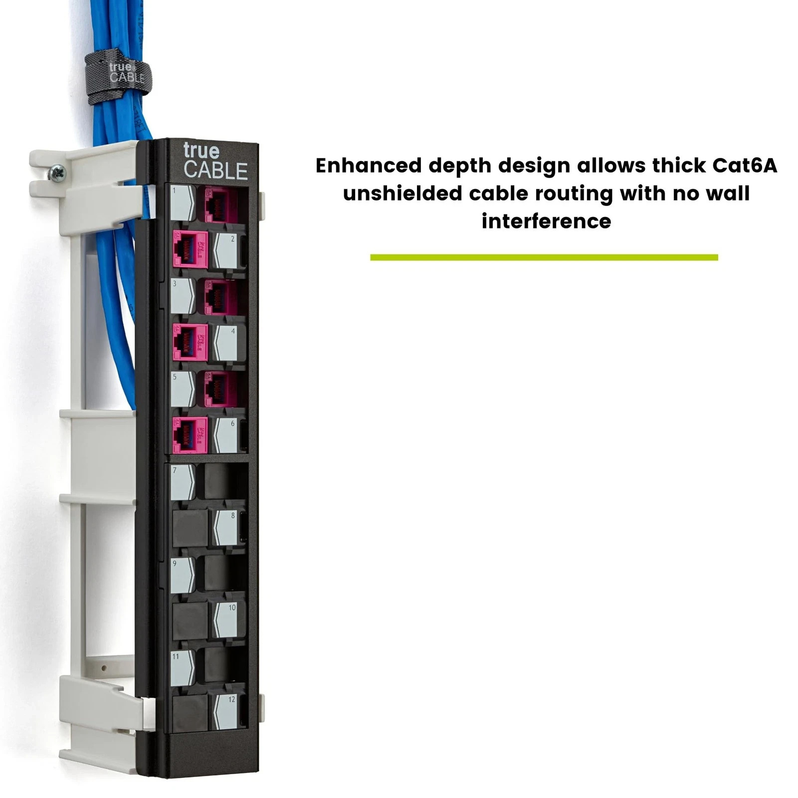 Cat6A Unshielded 12-Port Blank Toolless Modular Keystone Patch Panel, 3-D Sta…