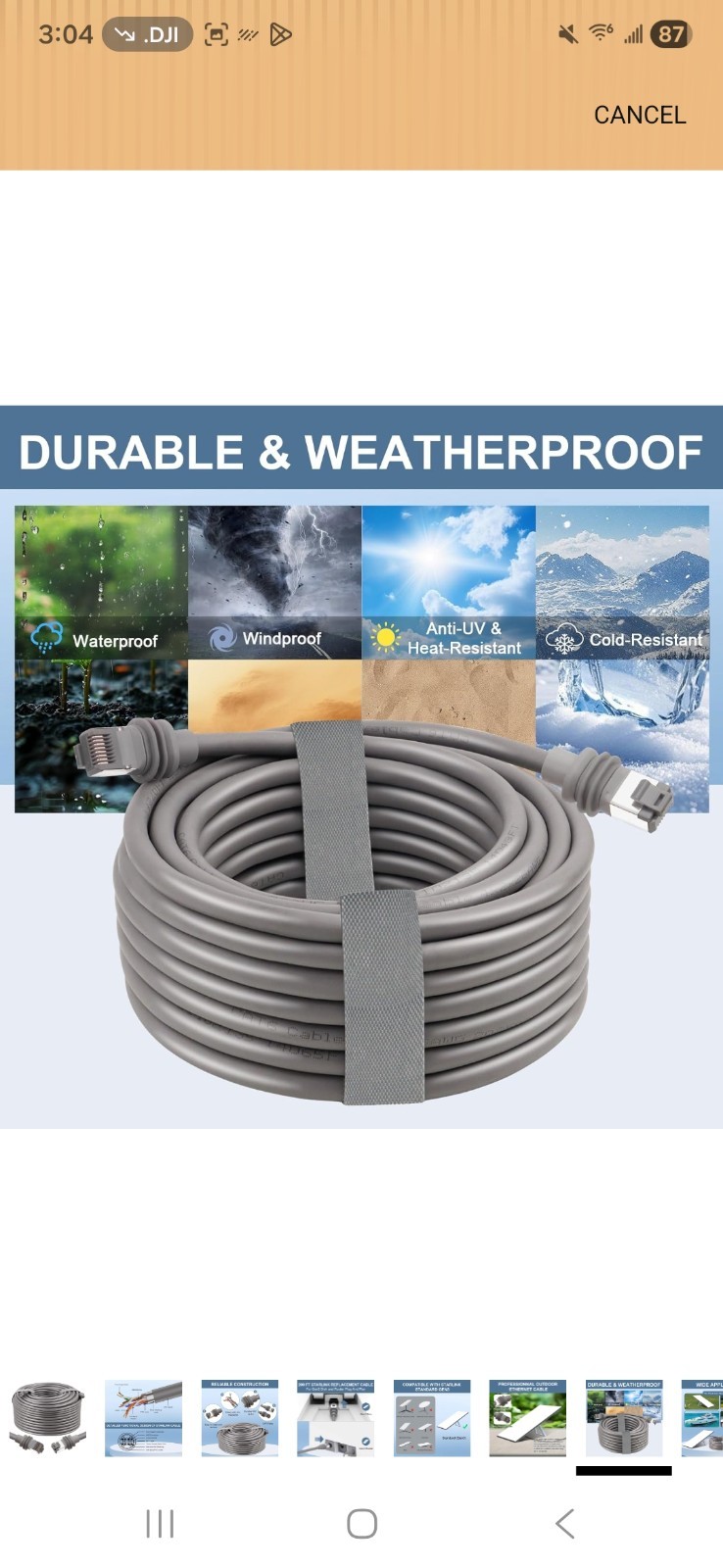 Fit for Starlink Cat6 Ethernet Cable 100 Feet V3, Compatible with 100FT