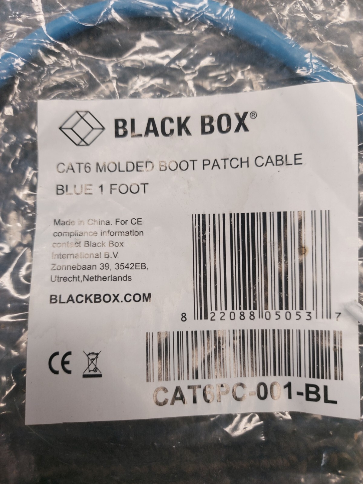 Black Box Cat6 1ft Patch Cable CAT6PC-001-BL, Blue (Lot of 25)