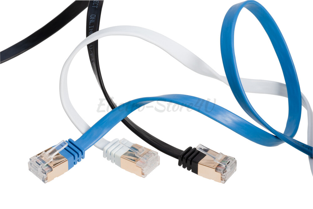 Flat Cat7 Shielded Ethernet RJ45 Patch Cable Cord U/FTP LAN Xbox PC PS4 Lot