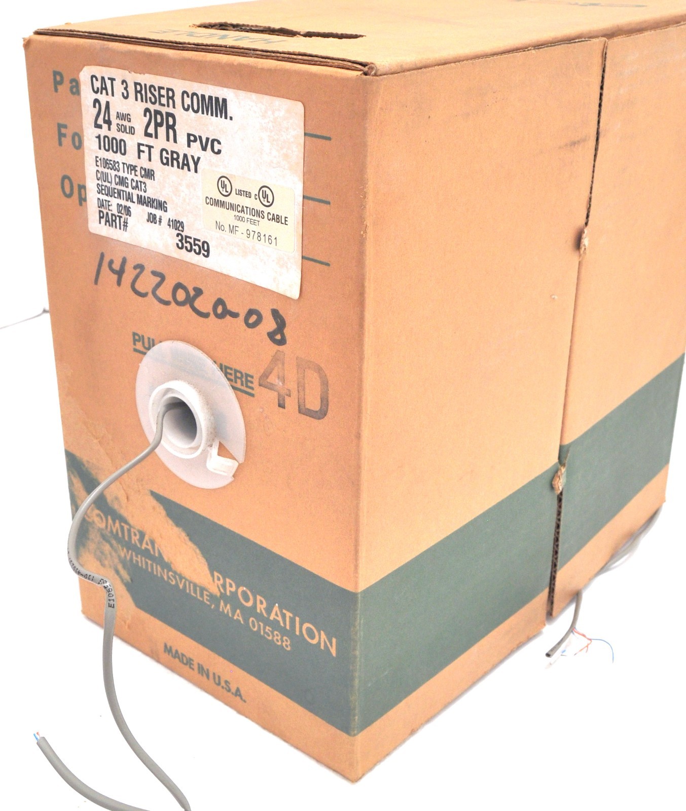 CAT Cable Selection CAT3 24AWG 2PR PVC CMR/NETCONNECT Quantum Cable 23AWG Blue