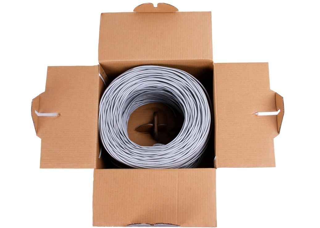Cat5e 1000ft Ethernet Network Cable Grey Solid 24AWG Copper Clad CCA Bulk Wire